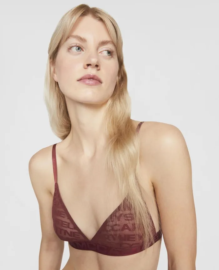 Stella McCartney Monogram Mesh Bralette Burgundy Women Lingerie And Sleepwear Stella McCartney Monogram Mesh Bralette Burgundy Women Lingerie And Sleepwear