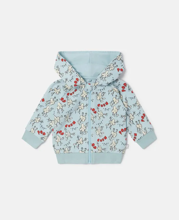 Stella McCartney Popcorn Print Zip Hoodie Blue Kids Sweatshirt And TShirts