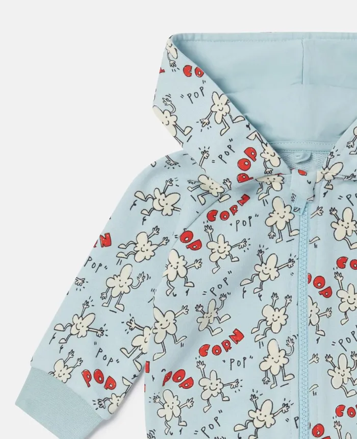 Stella McCartney Popcorn Print Zip Hoodie Blue Kids Sweatshirt And TShirts