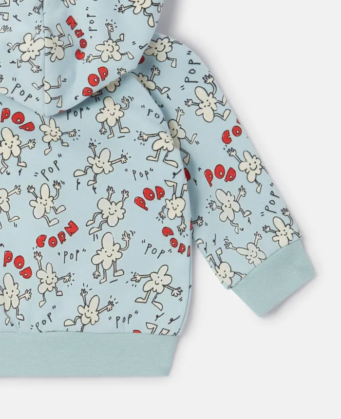 Stella McCartney Popcorn Print Zip Hoodie Blue Kids Sweatshirt And TShirts