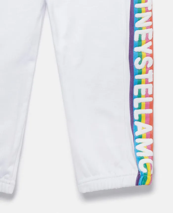 Stella McCartney Rainbow Logo Tape Joggers White Multicolour Kids Pants and Shorts