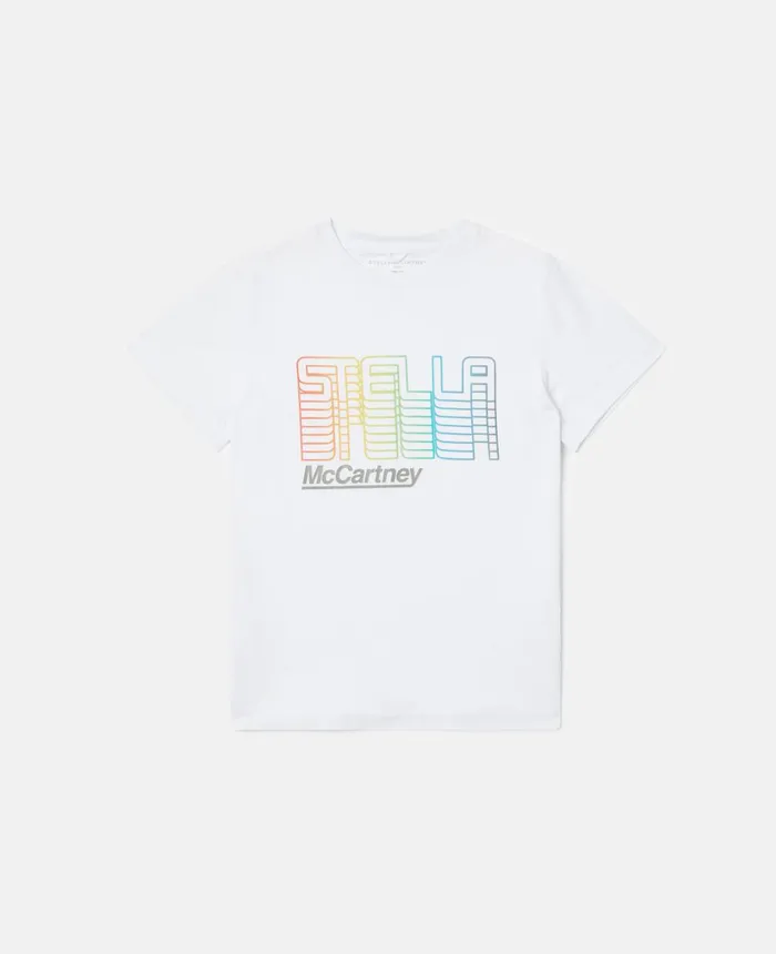 Stella McCartney Rainbow Stella Logo Active TShirt White Kids TShirts And Sweatshirt