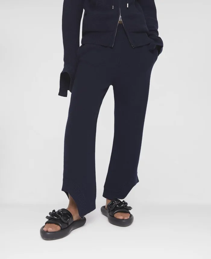 Stella McCartney SWave Regenerated Cashmere Knitted Trousers Navy Women Trousers And Shorts Stella McCartney SWave Regenerated Cashmere Knitted Trousers Navy Women Trousers And Shorts
