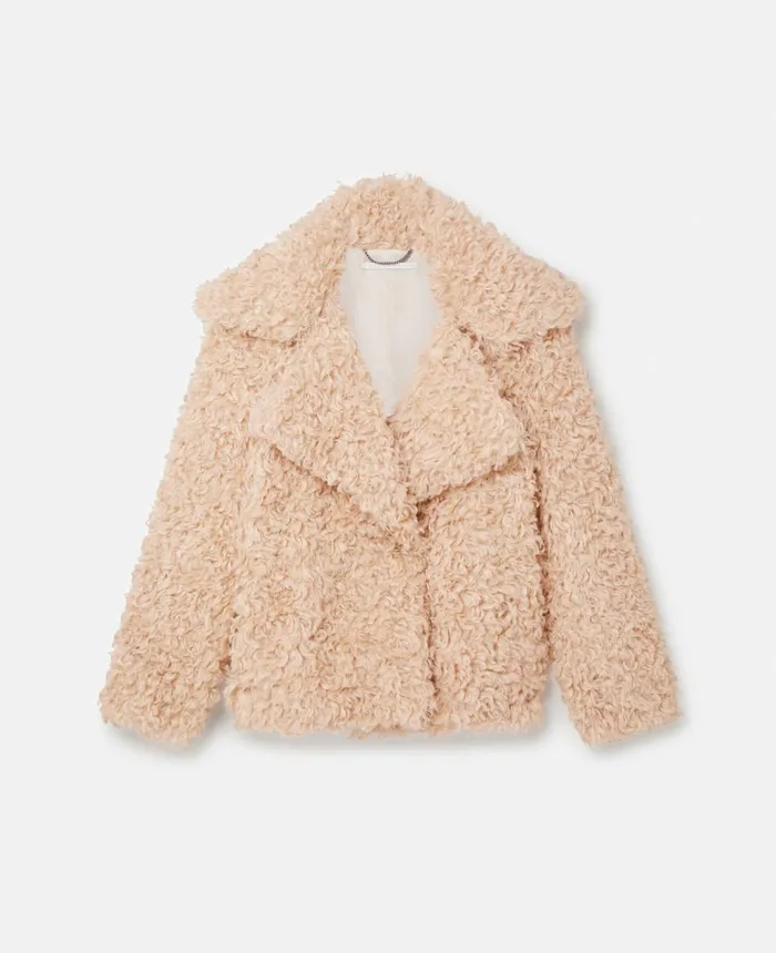 Stella McCartney Short Teddy Coat Oat Women Coats And Jackets