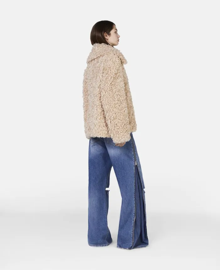Stella McCartney Short Teddy Coat Oat Women Coats And Jackets