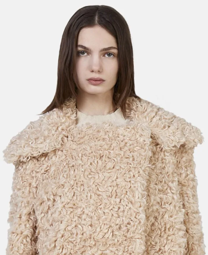 Stella McCartney Short Teddy Coat Oat Women Coats And Jackets
