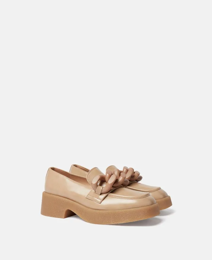 Stella McCartney Skyla Patent Chunky Loafers Beige Women Flats