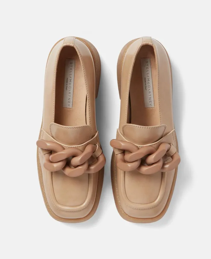 Stella McCartney Skyla Patent Chunky Loafers Beige Women Flats
