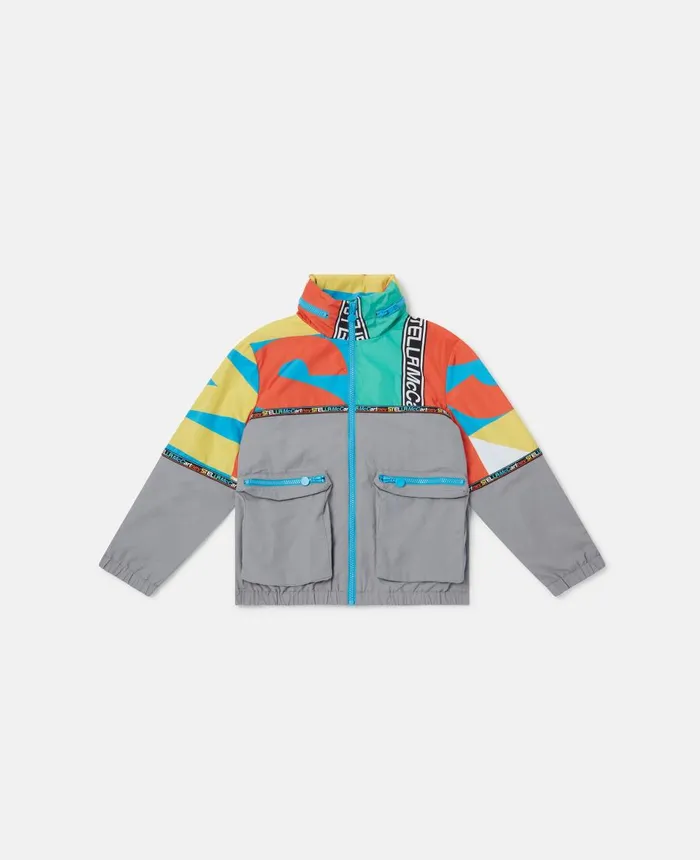 Stella McCartney SMC Logo Colourblock Active Hooded Jacket Multicolour Kids Outerwear Stella McCartney SMC Logo Colourblock Active Hooded Jacket Multicolour Kids Outerwear