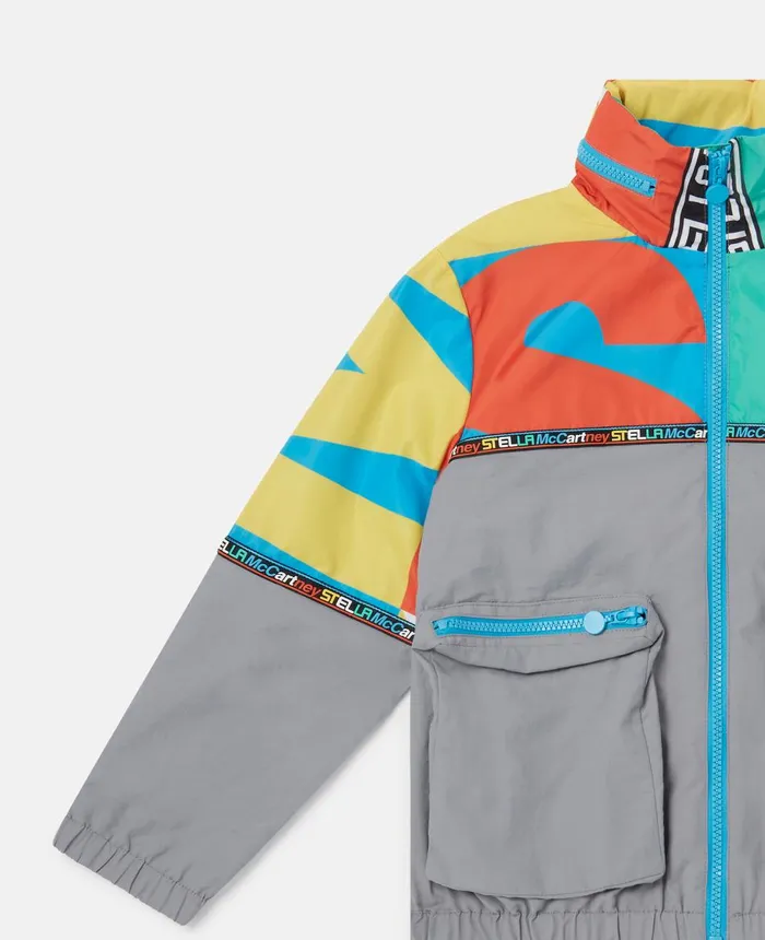 Stella McCartney SMC Logo Colourblock Active Hooded Jacket Multicolour Kids Outerwear Stella McCartney SMC Logo Colourblock Active Hooded Jacket Multicolour Kids Outerwear