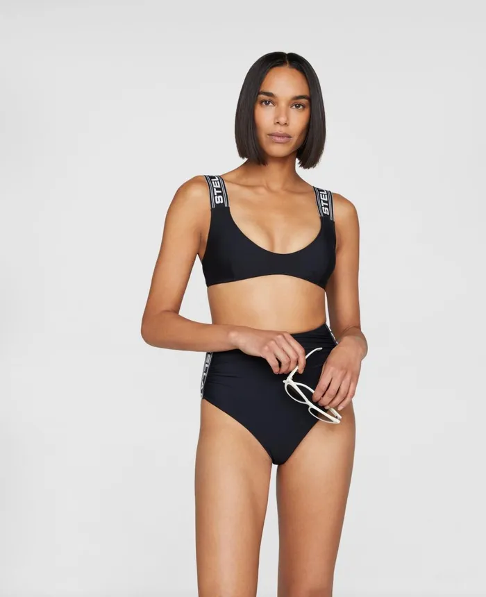 Stella McCartney Sporty Logo Padded Brassiere Bra Black Women Swimwear