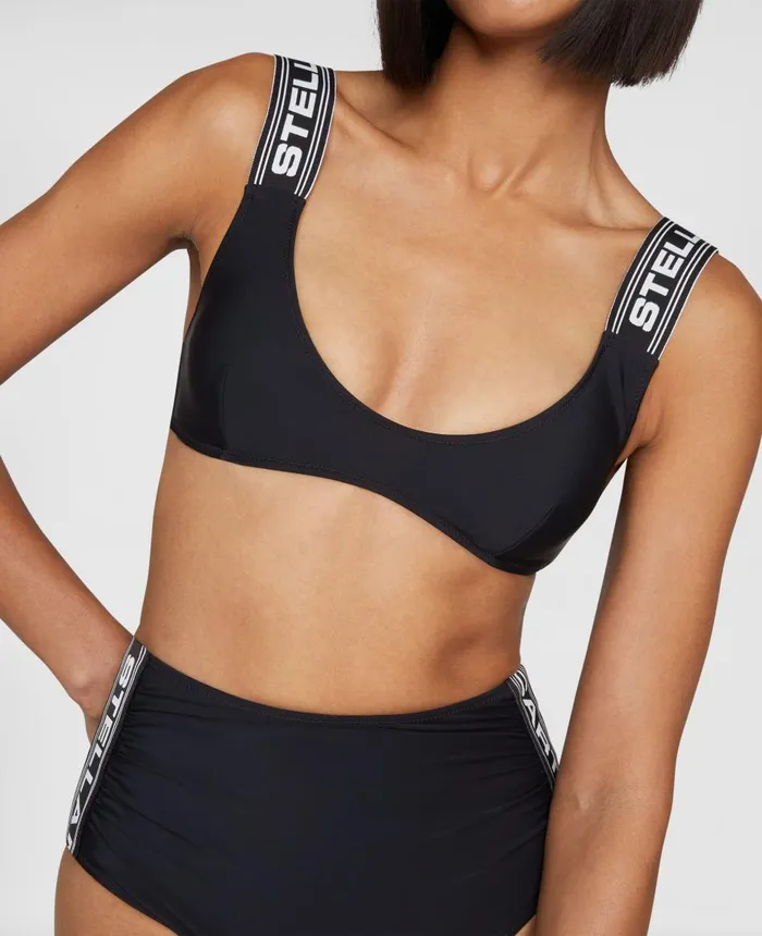 Stella McCartney Sporty Logo Padded Brassiere Bra Black Women Swimwear