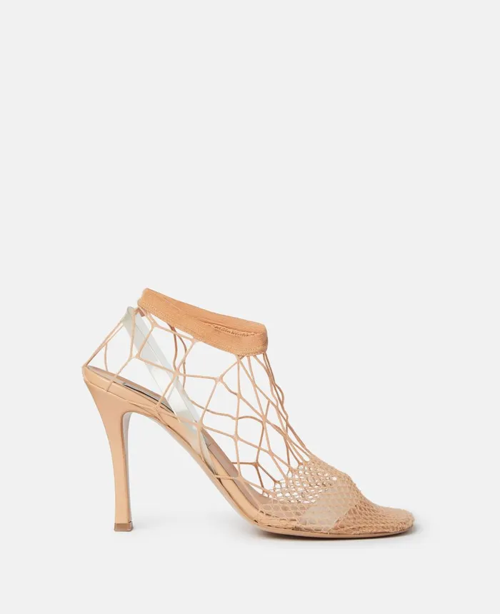 Stella McCartney Stella 100 Fishnet Shoe Boots Camel Women Heels