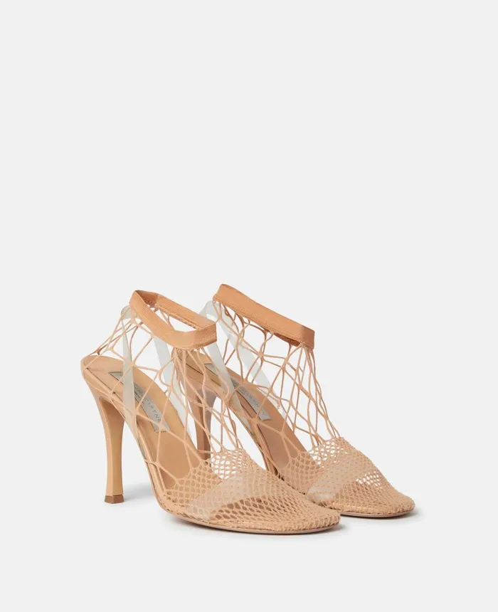 Stella McCartney Stella 100 Fishnet Shoe Boots Camel Women Heels