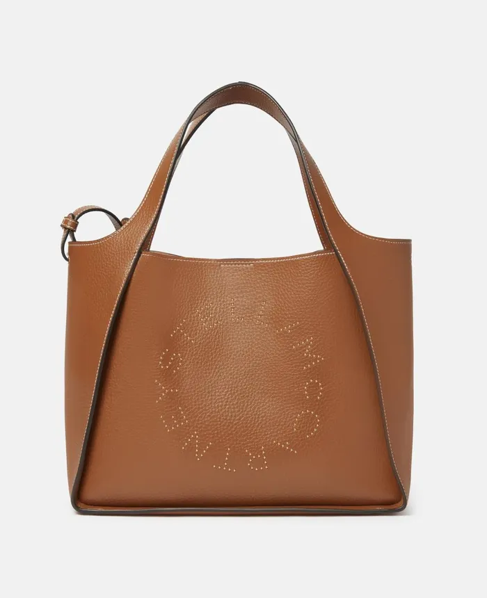 Stella McCartney Stella Logo Grainy Studded Crossbody Bag Pecan Women TopHandle Bags Stella McCartney Stella Logo Grainy Studded Crossbody Bag Pecan Women TopHandle Bags