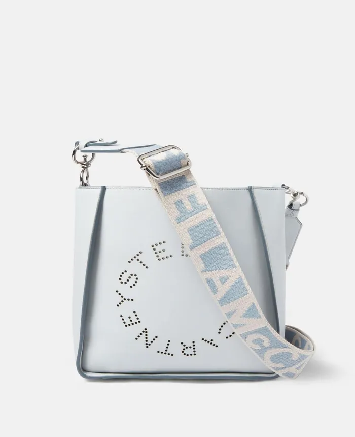 Stella McCartney Stella Logo Shoulder Bag Cloud Blue Women Mini Bags And Clutches Stella McCartney Stella Logo Shoulder Bag Cloud Blue Women Mini Bags And Clutches
