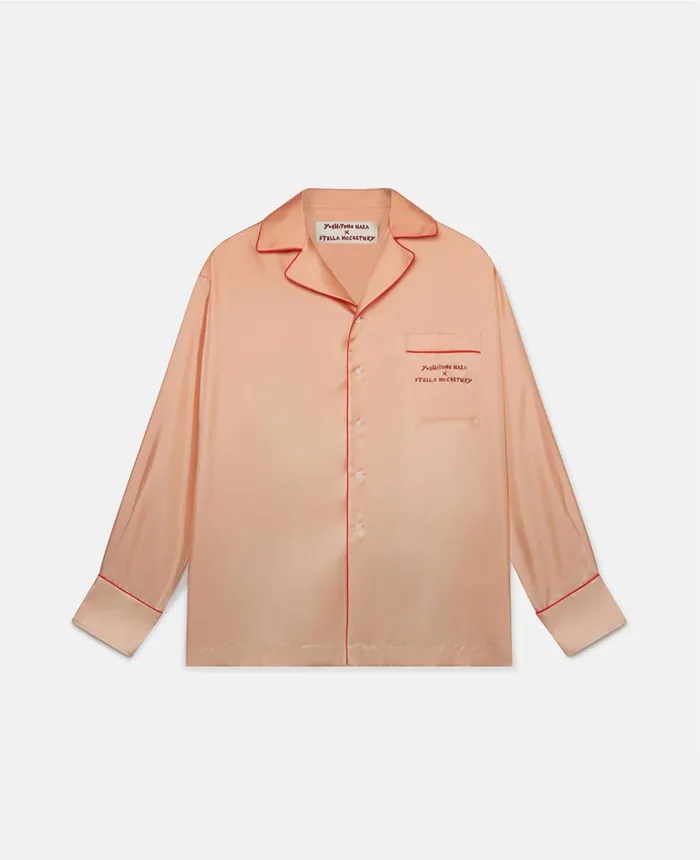 Stella McCartney Twins I Print Silk Twill Shirt Salmon Dgrad WomenMen Shirts