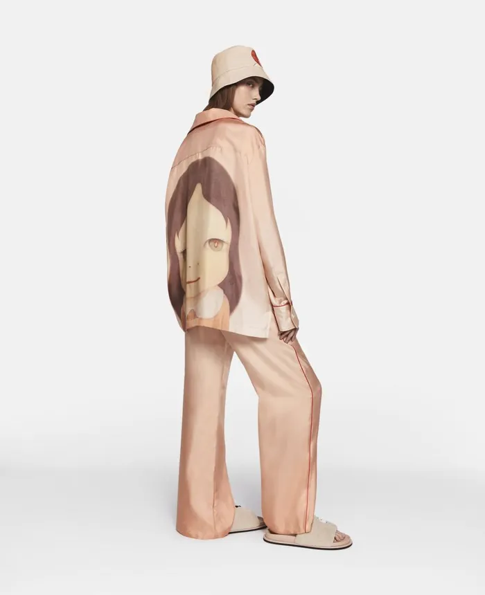 Stella McCartney Twins I Print Silk Twill Shirt Salmon Dgrad WomenMen Shirts Stella McCartney Twins I Print Silk Twill Shirt Salmon Dgrad WomenMen Shirts