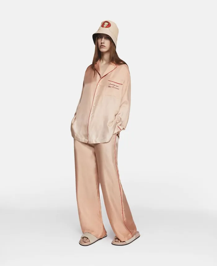 Stella McCartney Twins I Print Silk Twill Shirt Salmon Dgrad WomenMen Shirts Stella McCartney Twins I Print Silk Twill Shirt Salmon Dgrad WomenMen Shirts