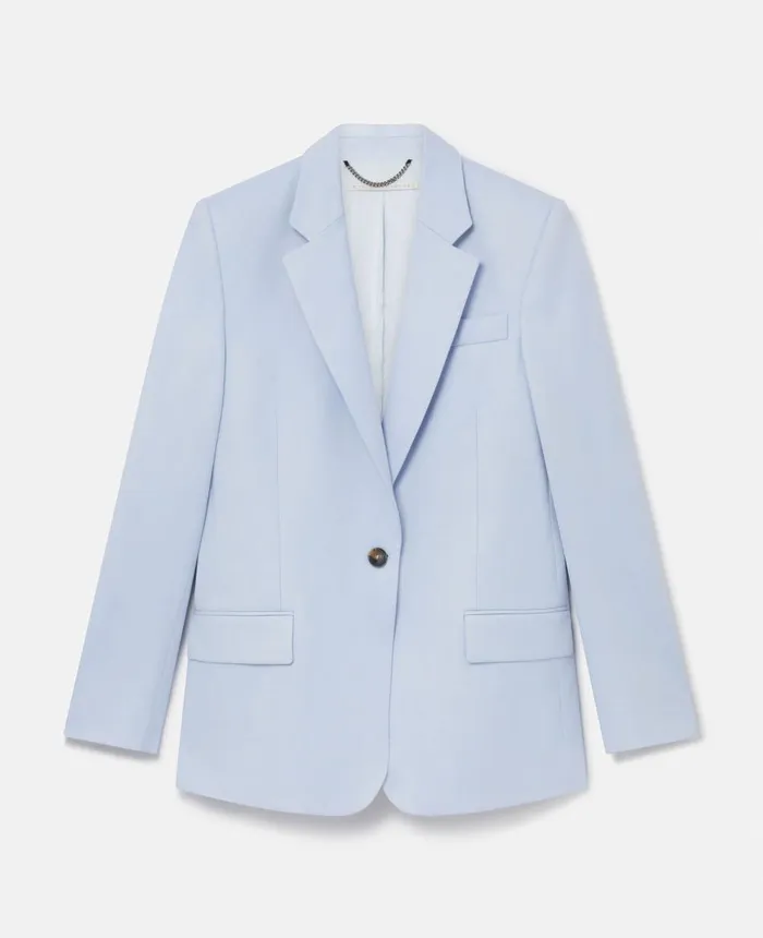 Stella McCartney Wool Flannel Slim Fit Boyfriend Blazer Baby Blue Women Coats And Jackets Stella McCartney Wool Flannel Slim Fit Boyfriend Blazer Baby Blue Women Coats And Jackets