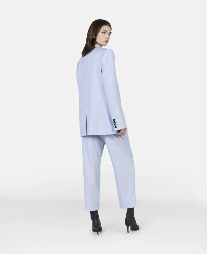 Stella McCartney Wool Flannel Slim Fit Boyfriend Blazer Baby Blue Women Coats And Jackets