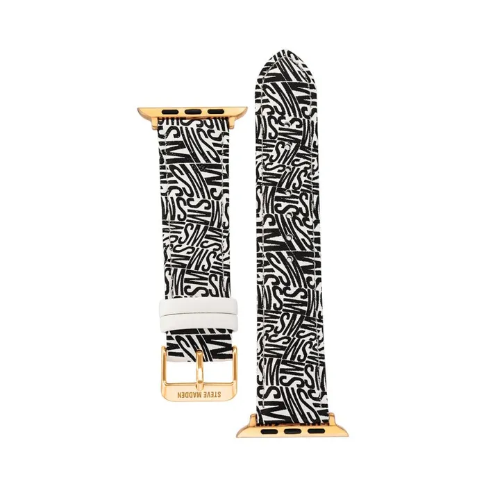 Steve Madden Apple Watch Logo Watch Band BlackWhite 3840mm Womens Watches