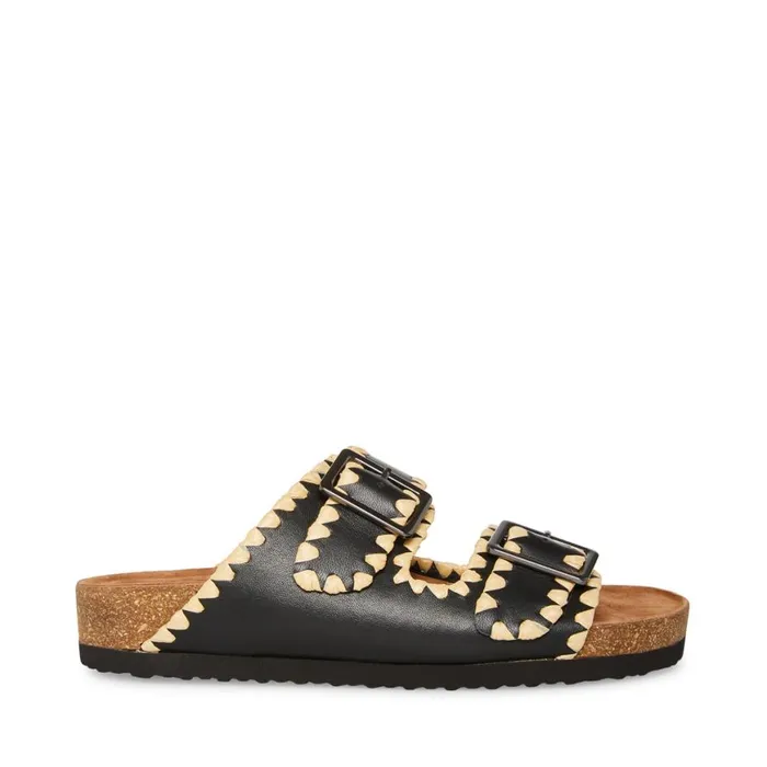 Steve Madden Cheyanne Black Leather Womens Sandals