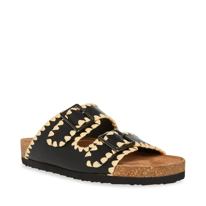 Steve Madden Cheyanne Black Leather Womens Sandals