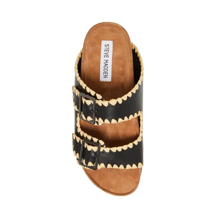 Steve Madden Cheyanne Black Leather Womens Sandals
