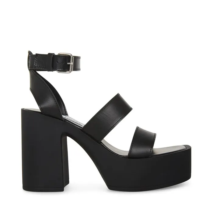 Steve Madden Dora Black Leather Womens Heels