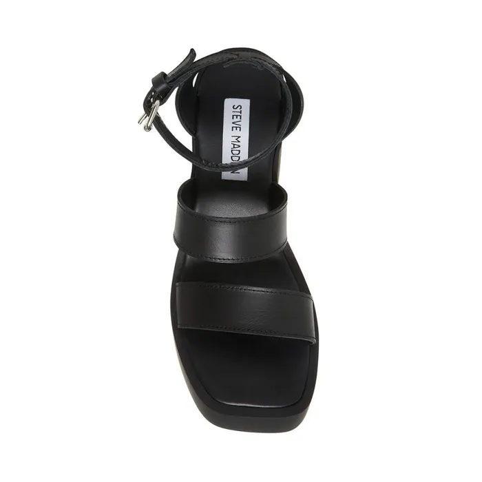 Steve Madden Dora Black Leather Womens Heels