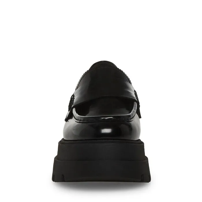 Steve Madden Gaven Black Leather Womens Loafers and Flats