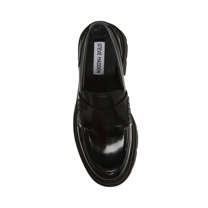 Steve Madden Gaven Black Leather Womens Loafers and Flats