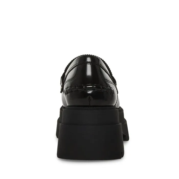 Steve Madden Gaven Black Leather Womens Loafers and Flats
