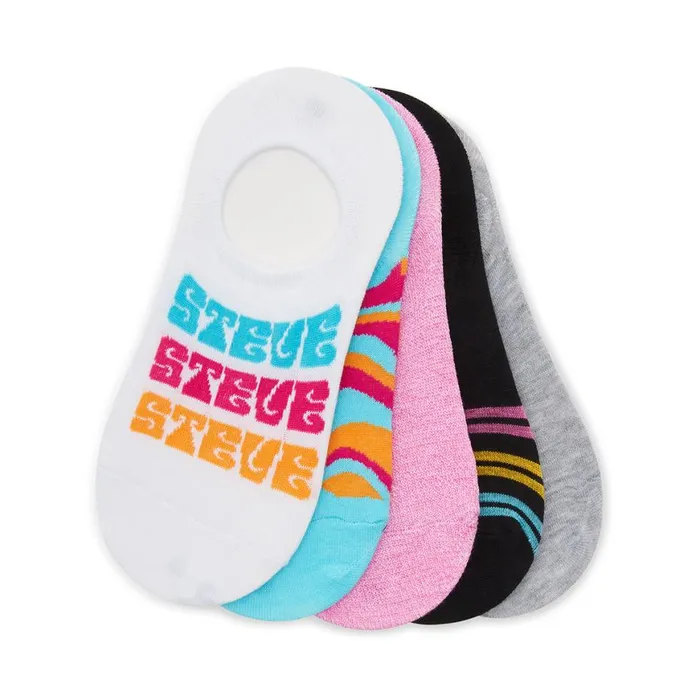Steve Madden Groovy Sneaker Socks White Multi Womens Socks and Tights
