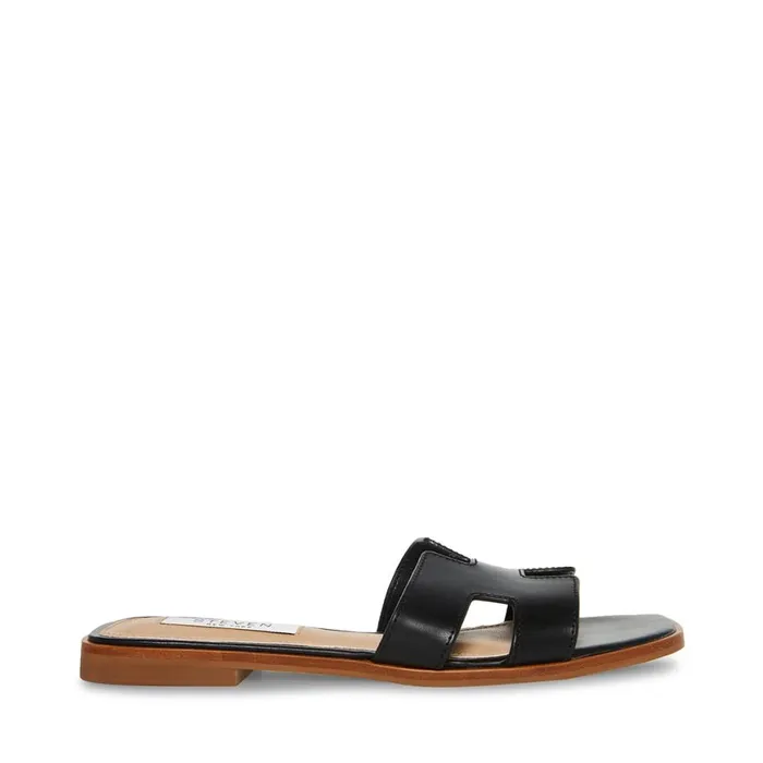 Steve Madden Hadyn Black Leather Womens Sandals