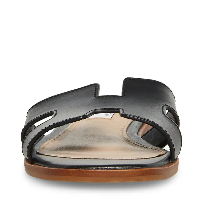 Steve Madden Hadyn Black Leather Womens Sandals