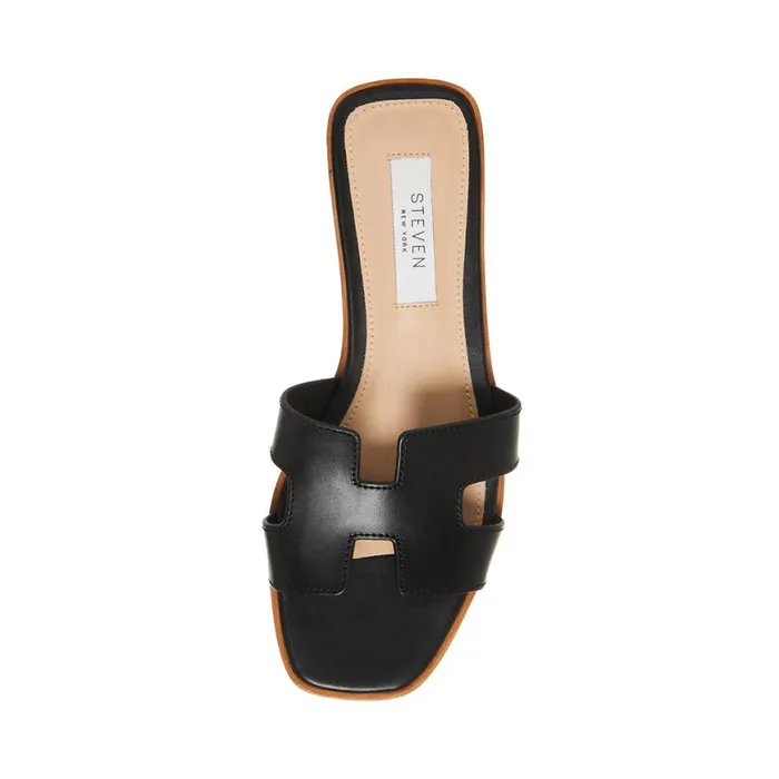 Steve Madden Hadyn Black Leather Womens Sandals