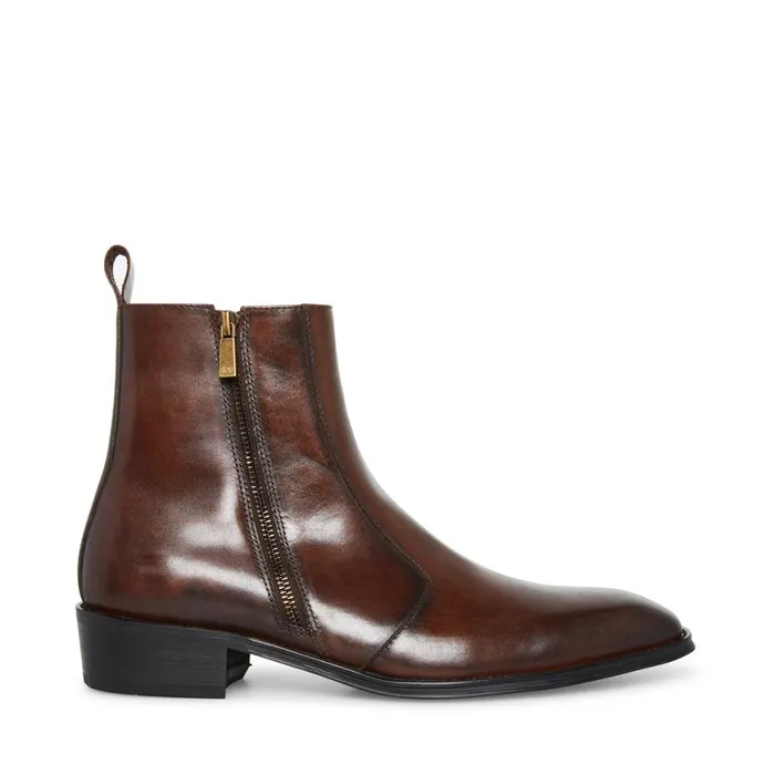 Steve Madden Haynes Brown Leather Mens Boots