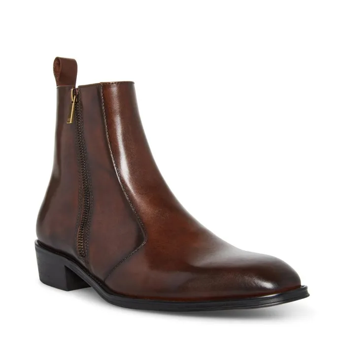 Steve Madden Haynes Brown Leather Mens Boots Steve Madden Haynes Brown Leather Mens Boots