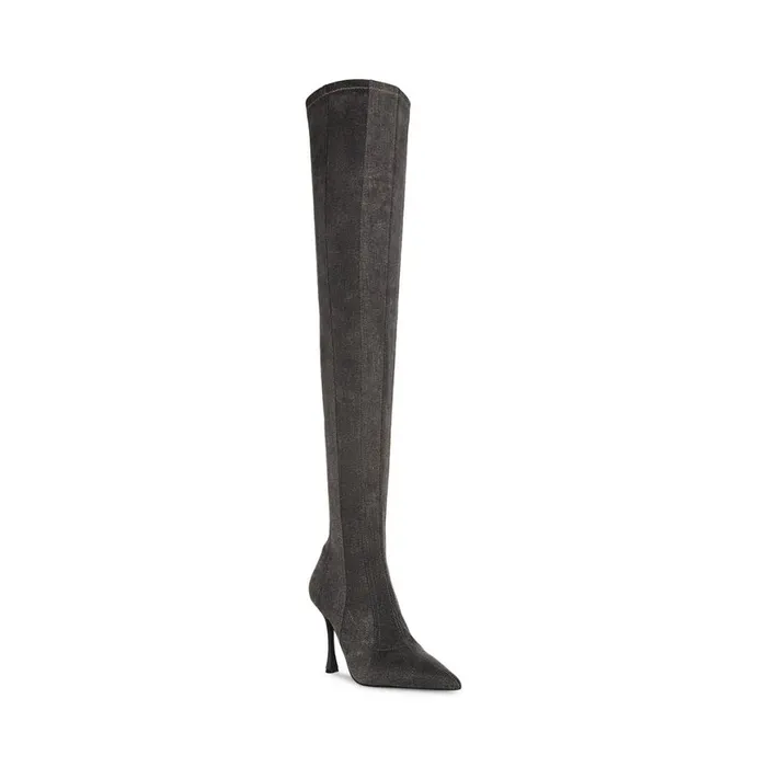 Steve Madden Jazlyn Black Denim Womens Boots and Booties
