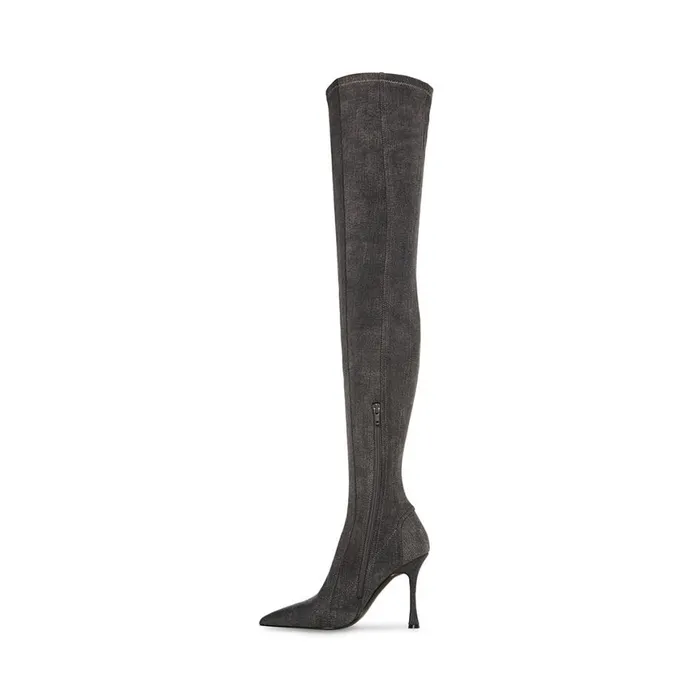 Steve Madden Jazlyn Black Denim Womens Boots and Booties
