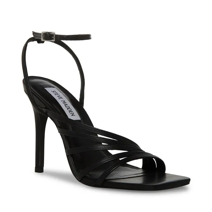 Steve Madden Kamila Black Leather Womens Heels