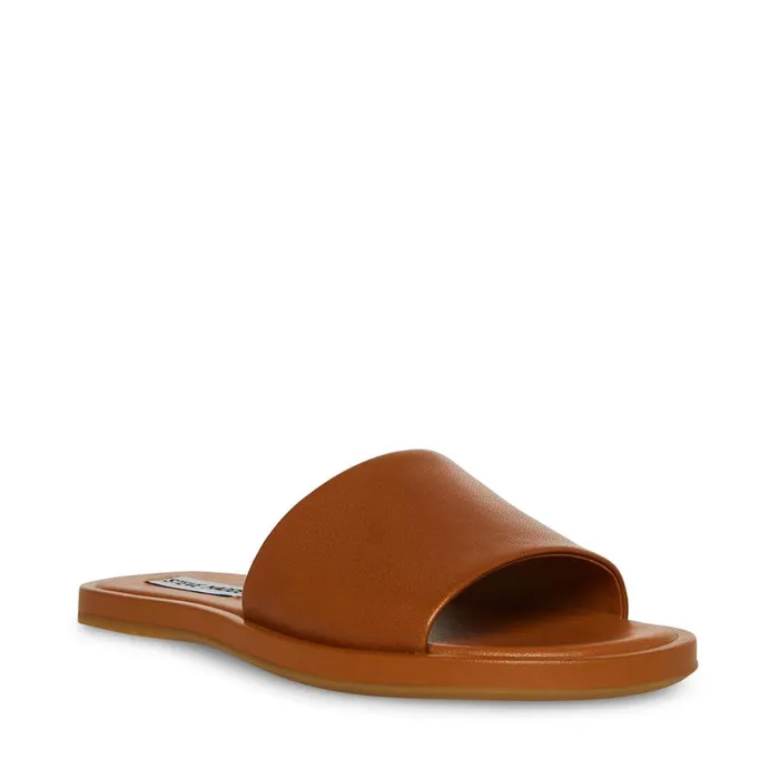 Steve Madden Kaya Brown Leather Womens Sandals