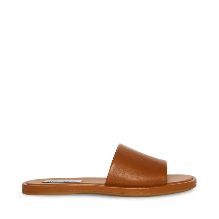 Steve Madden Kaya Brown Leather Womens Sandals