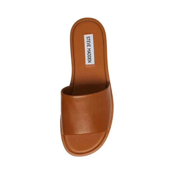 Steve Madden Kaya Brown Leather Womens Sandals