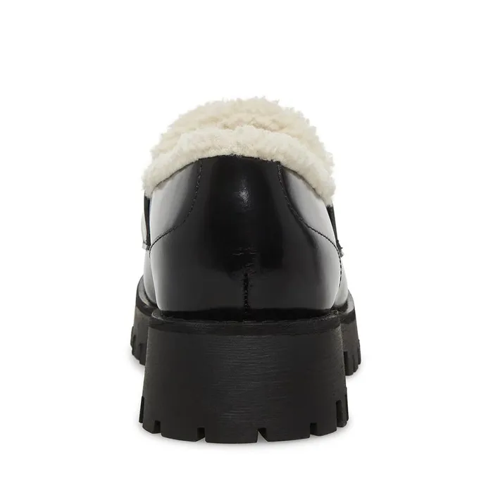 Steve Madden LandoF Black Leather Womens Loafers and Flats