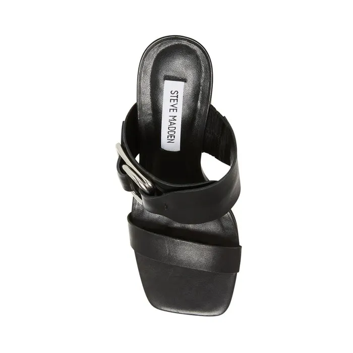 Steve Madden Leda Black Leather Womens Heels