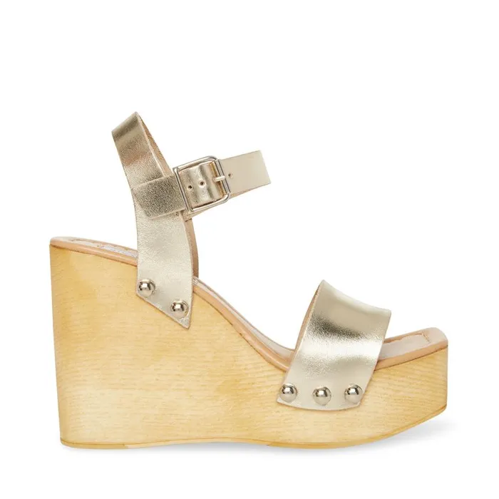 Steve Madden Magnolia Gold Leather Womens Sandals