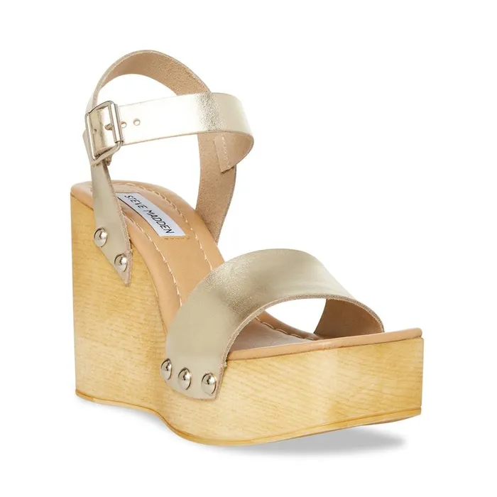 Steve Madden Magnolia Gold Leather Womens Sandals